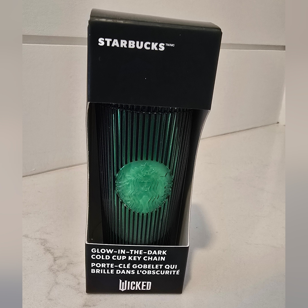 New Starbucks 2024 Wicked Glow In The Dark Cold Cup Keychain Limited Edition